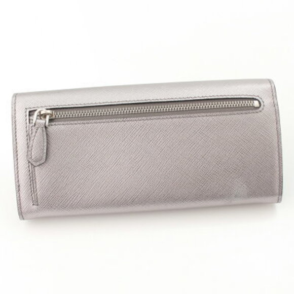 Prada Saffiano Shine Long Wallet Silver - Picture 2 of 8